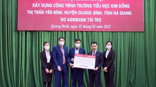 Agribank Hà Giang trao 10 tỷ đồng xây Trường tiểu học tại huyện Quang Bình