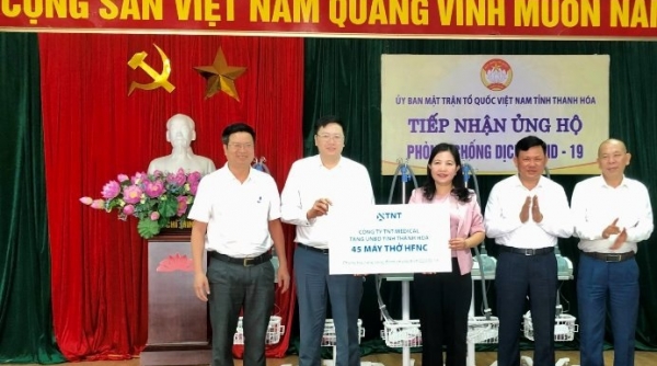 Công ty TNHH Thương mại và Công nghệ kỹ thuật TNT ủng hộ tỉnh Thanh Hóa 45 máy thở phòng, chống dịch Covid-19