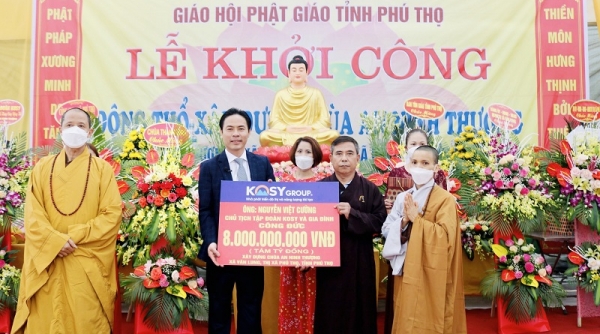 Chủ tịch Tập đoàn Kosy Nguyễn Việt Cường công đức 8 tỷ đồng xây chùa An Ninh Thượng tại Phú Thọ