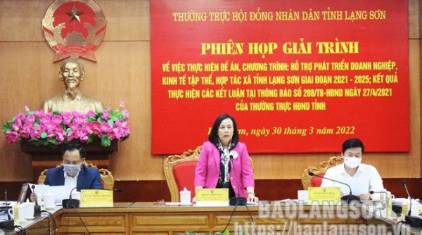 Kết luận của Thường trực HĐND tỉnh Lạng Sơn về thực hiện Đề án hỗ trợ, phát triển doanh nghiệp tỉnh