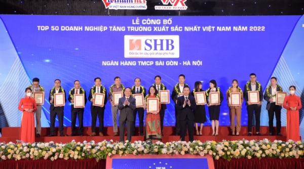 04 năm liên tiếp, SHB được vinh danh Top 50 doanh nghiệp tăng trưởng xuất sắc nhất Việt Nam