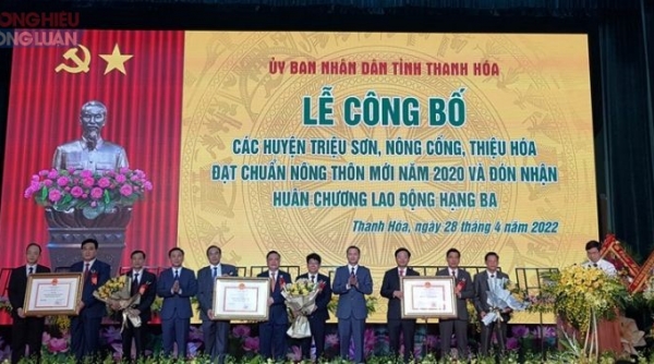 Thanh Hoá công bố các huyện Triệu Sơn, Nông Cống, Thiệu Hóa đạt chuẩn Nông thôn mới