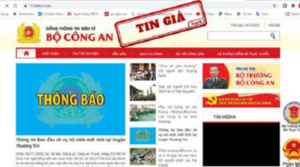 Cảnh báo giả mạo website của Bộ Công an để lừa đảo