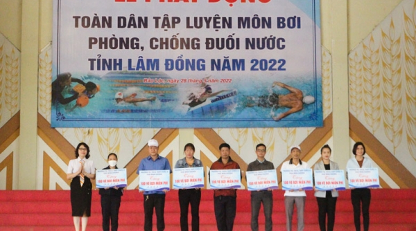 Lâm Đồng phát động toàn dân tập luyện môn bơi phòng, chống đuối nước năm 2022