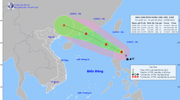 Bão Maon được dự báo có sức gió mạnh nhất vùng gần tâm bão mạnh cấp 10-11, giật cấp 13