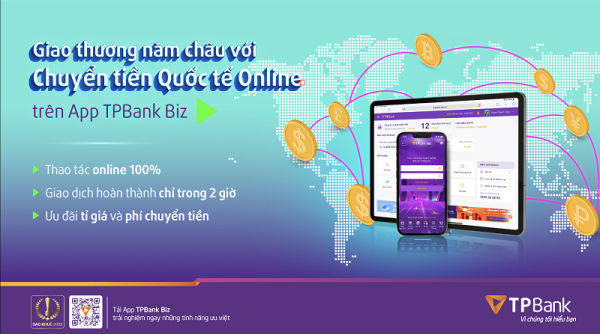 TPBank miễn phí chuyển tiền quốc tế online cho doanh nghiệp