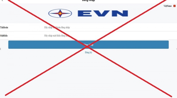 Cảnh báo xuất hiện trang web giả mạo thương hiệu EVN