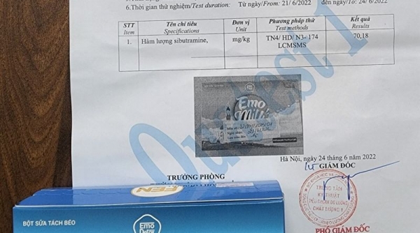 Kết quả xét nghiệm sản phẩm của Công ty TNHH Xuất nhập khẩu Hảo Hảo Anh có chứa chất cấm Sibutramine