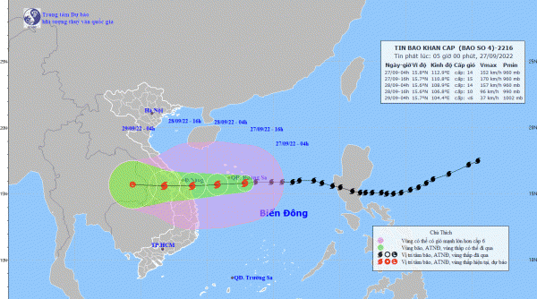 Dự báo thời tiết hôm nay, ngày 27/09: Mưa lớn, mưa dông, có lốc, sét ở nhiều nơi do ảnh hưởng của cơn bão số 4