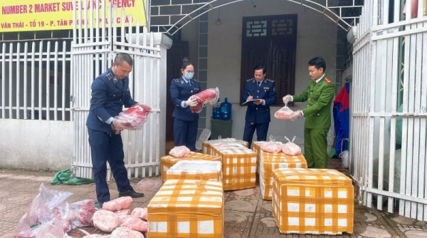 Lực lượng Quản lý thị trường Lai Châu thu giữ 450 kg thịt và mỡ lợn không rõ nguồn gốc xuất xứ