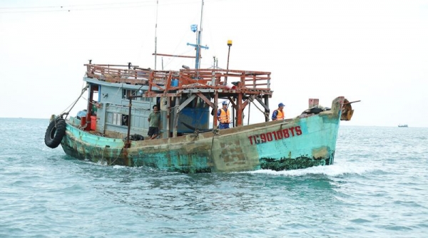 Bộ Tư lệnh Vùng Cảnh sát Biển 4 bắt giữ tàu vận chuyển khoảng 30.000 lít dầu DO trái phép