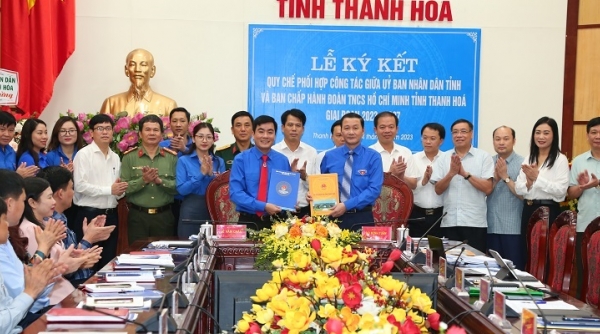 UBND tỉnh Thanh Hoá và Ban Chấp hành Tỉnh đoàn ký kết Quy chế phối hợp công tác giai đoạn 2023-2027