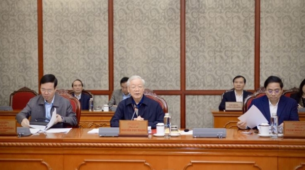 Tổng Bí thư Nguyễn Phú Trọng chủ trì cuộc họp Bộ Chính trị, Ban Bí thư, cho ý kiến về đề án Tổng kết 10 năm thực hiện Nghị quyết số 15-NQ/TW