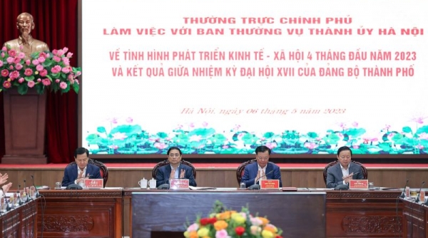 Thường trực Chính phủ làm việc với Ban Thường vụ Thành ủy Hà Nội