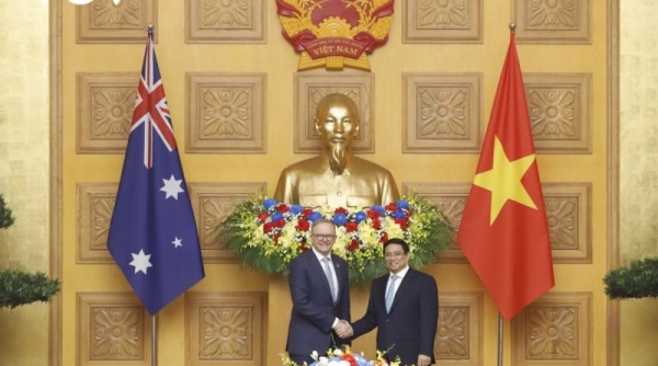 Thủ tướng Phạm Minh Chính chủ trì lễ đón Thủ tướng Australia