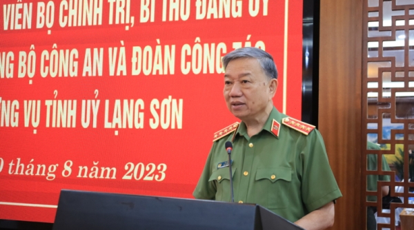 Đại tướng Tô Lâm, Bộ trưởng Bộ Công an làm việc với Ban Thường vụ Tỉnh ủy Lạng Sơn