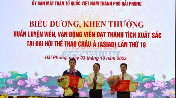 Hải Phỏng tổ chức biểu dương, khen thưởng HLV, VĐV đạt thành tích xuất sắc tại Đại hội Thể thao Châu Á lần thứ 19