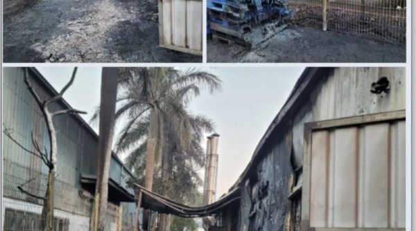 Xẩy ra cháy tại Khu công nghiệp Nam cầu Kiền, huyện Thủy Nguyên, Hải Phòng