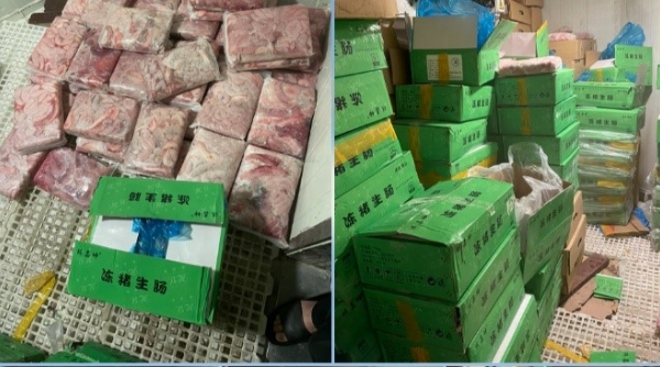 Hà Nội tạm giữ hơn 1,2 tấn tràng lợn không rõ nguồn gốc