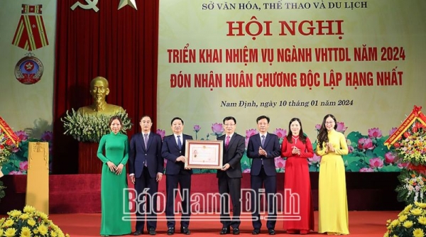 Sở Văn hóa, Thể thao và Du lịch Nam Định đón nhận Huân chương Độc lập hạng Nhất
