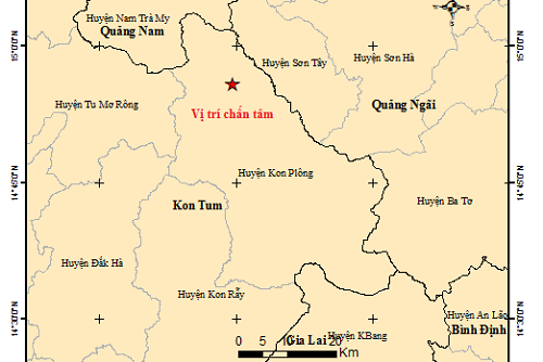 Kon Tum xảy ra gần 10 trận động đất trong một ngày