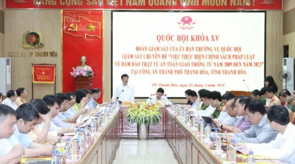 Đoàn Giám sát của Ủy ban Thường vụ Quốc hội làm việc với Công an TP. Thanh Hóa