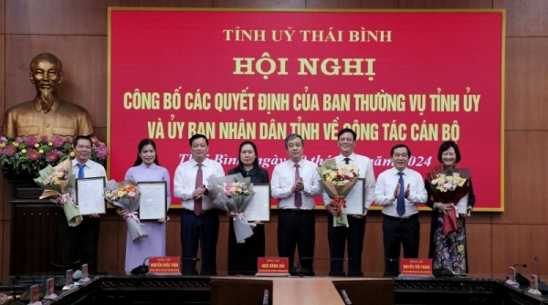 Công bố các quyết định về công tác cán bộ tại tỉnh Thái Bình