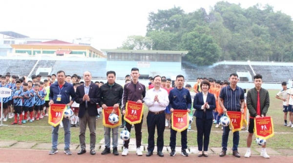 150 vận động viên tham gia Giải bóng đá thiếu niên, nhi đồng tỉnh Lạng Sơn