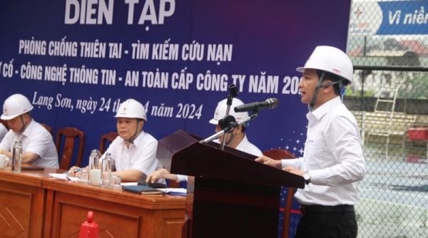 Điện lực Lạng Sơn: Diễn tập phòng chống thiên tai và tìm kiếm cứu nạn, xử lý sự cố - an toàn năm 2024