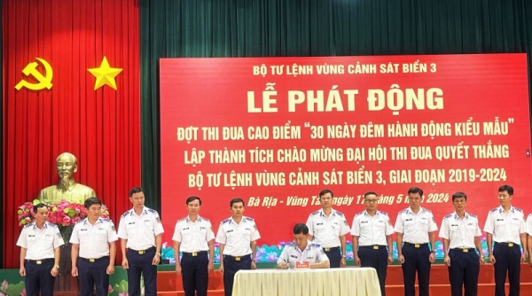 Phát động thi đua cao điểm chào mừng Đại hội thi đua Quyết thắng Bộ Tư lệnh Vùng Cảnh sát biển 3, giai đoạn 2019 - 2024