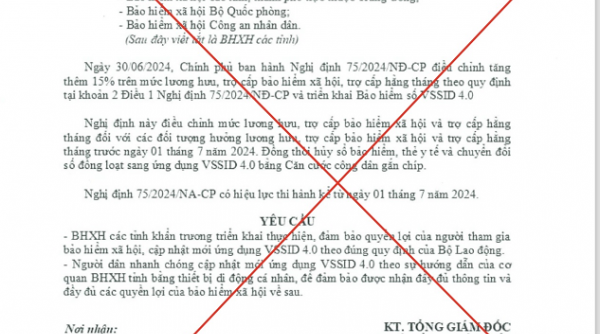 Cảnh giác giả mạo văn bản của BHXH Việt Nam về cập nhật VssID 4.0