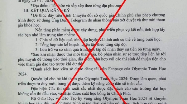 Cảnh báo giả mạo văn bản Bộ Giáo dục và Đào tạo mời tham gia Olympic Toán 2024