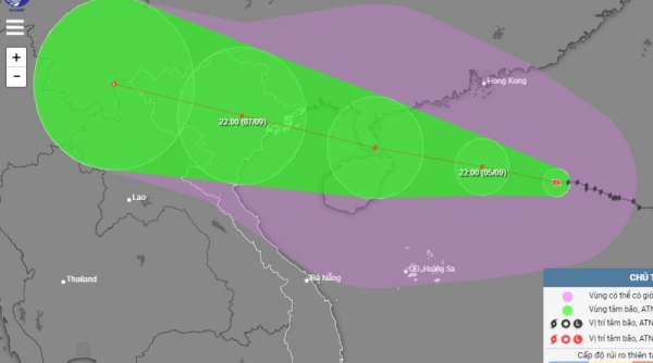 Trọng tâm bão số 3 sẽ ảnh hưởng trực tiếp tới các tỉnh từ Quảng Ninh đến Ninh Bình
