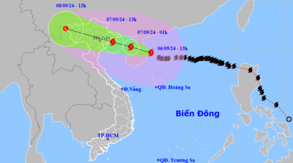 Siêu bão Yagi cách Quảng Ninh khoảng 450km về phía Đông Đông Nam