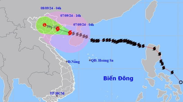 Bão Yagi mạnh cấp 14 cách Quảng Ninh - Hải Phòng 160 km