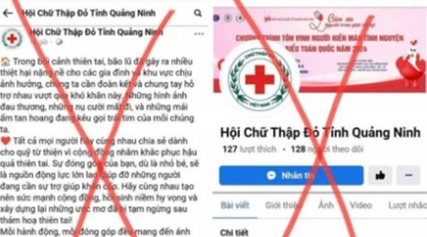 Cảnh báo tình trạng giả fanpage Hội Chữ thập đỏ Quảng Ninh kêu gọi chuyển khoản