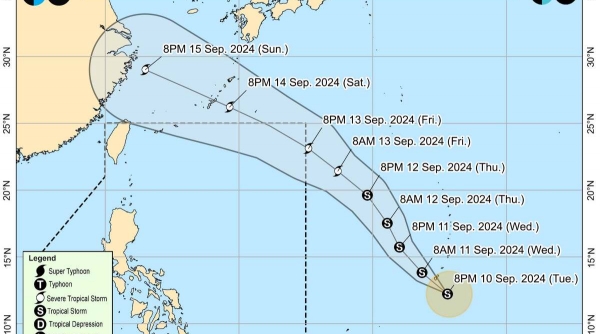 Bão Bebinca đang mạnh lên cấp cuồng phong