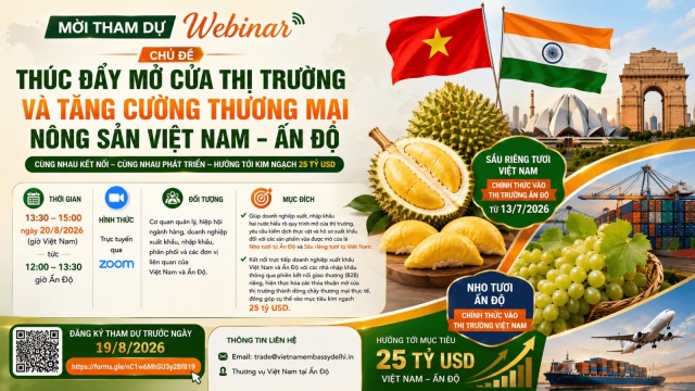 Thúc đẩy mở cửa thị trường và tăng cường thương mại nông sản Việt Nam - Ấn Độ