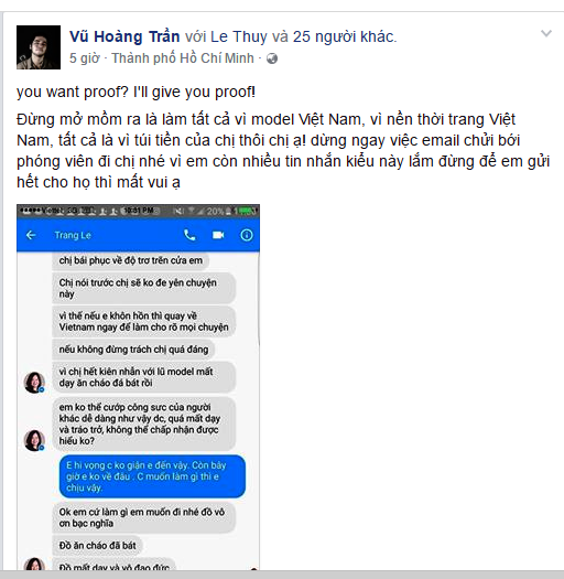 Nhiếp ảnh gia Milor Trần tung bằng chứng “tố” mẹ đẻ VNTM đe dọa người mẫu - Hình 1