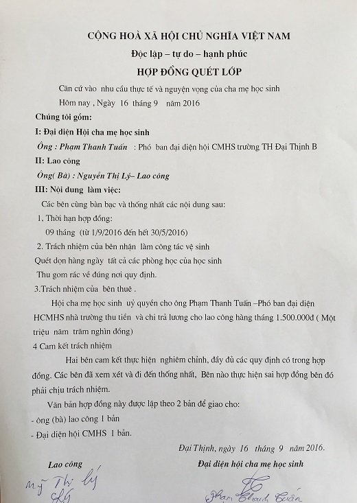 Trường Tiểu học Đại Thịnh B (Hà Nội): Một số khoản thu trái quy định