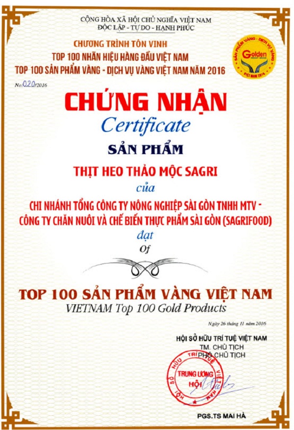 Sản phẩm thịt heo thảo mộc Sagri đạt top 100 sản phẩm vàng Việt Nam - Hình 2