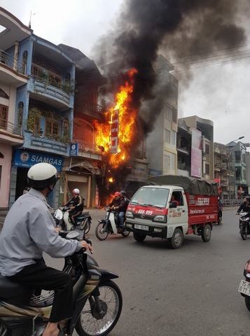 Hải Phòng: Kịp thời dập tắt đám cháy trên đường Nguyễn Đức Cảnh - Hình 1