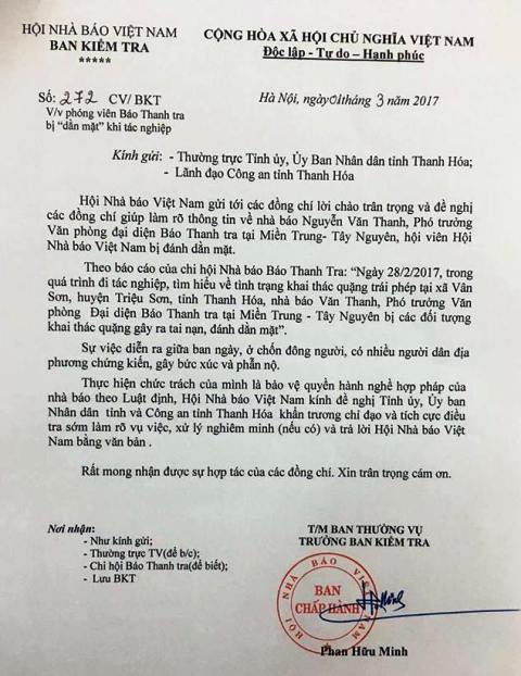 Thanh Hóa: Nhà báo bị hành hung khi vừa ra khỏi UBND huyện
