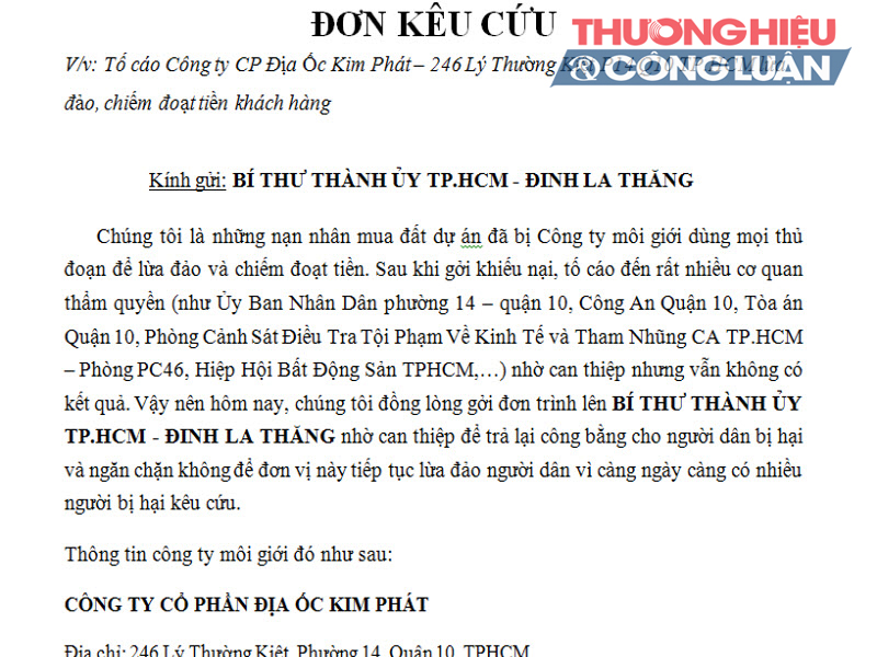 Bài 2: Khách hàng tố cáo Công ty Kim Phát những gì?