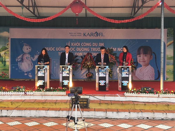 Karofi khởi công dự án “Nước uống học đường” tại Trường Mầm non Tân Hội