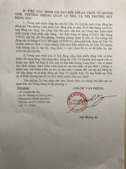 Thanh Hóa: Công bố sai phạm trong việc bổ nhiệm bà Trần Vũ Quỳnh Anh - Hình 2