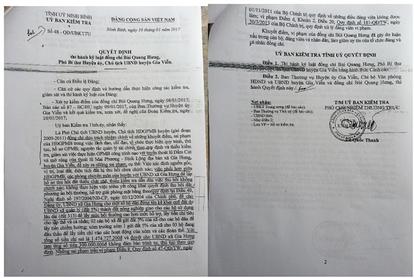 Ninh Bình: Kỷ luật cảnh cáo ông chủ tịch huyện Gia Viễn