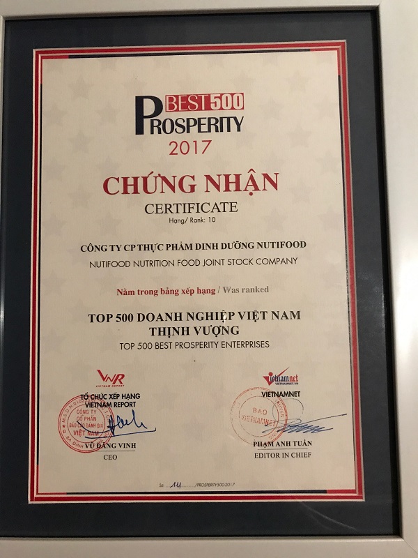 Nutifood đứng trong top 10 DN Việt Nam Thịnh vượng - Hình 1