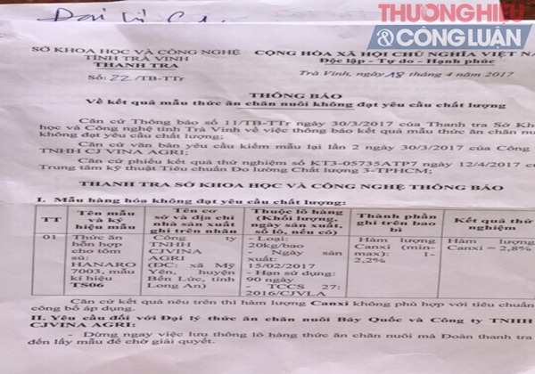 DN Hàn Quốc bán thức ăn chăn nuôi kém chất lượng? - Bài 2: Kết luận không đạt yêu cầu