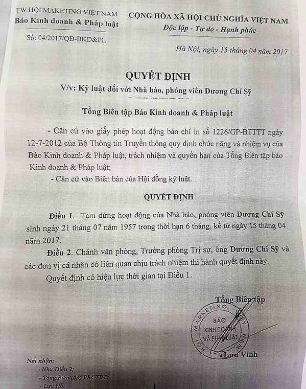 Hà Tĩnh: Đình chỉ 6 tháng nhà báo có hành vi dọa dẫm trường học